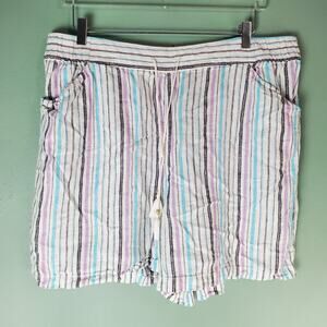 Lane Bryant Womens Multi Color Striped Linen Blend Pull On Shorts Size 18/20